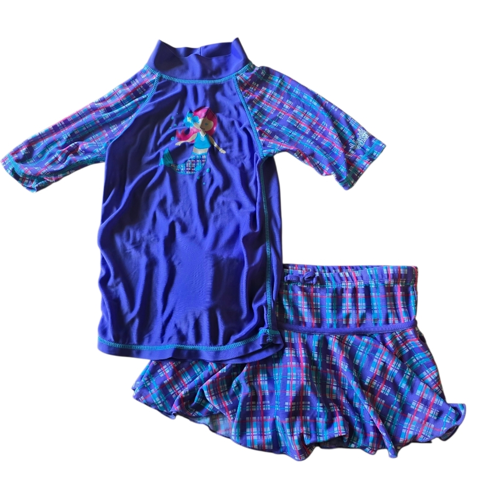 UV Skinz Girls Mermaid Rash Guard Swim Set – Skirted Bottoms – Size 6